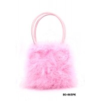 Evening Bag - 12 PCS Feather Evening Handbag - Pink - BG-463